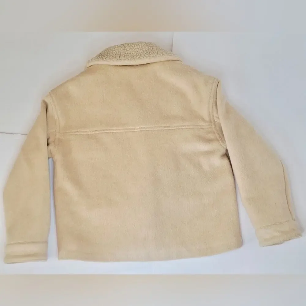 Gb Girls Cream Large Button Jacket with Faux Fur Collar - XL